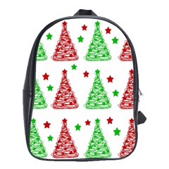 Decorative Christmas Trees Pattern - White School Bags(large)  by Valentinaart