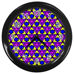 Triangles And Honeycombs Pattern                                                                                                   			wall Clock (black) by LalyLauraFLM