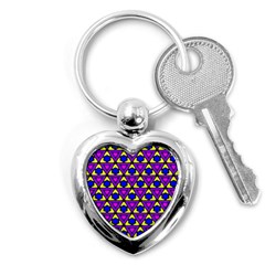 Triangles And Honeycombs Pattern                                                                                                   			key Chain (heart) by LalyLauraFLM