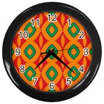 Rhombus and other shapes pattern                                                                                                     			Wall Clock (Black) Front