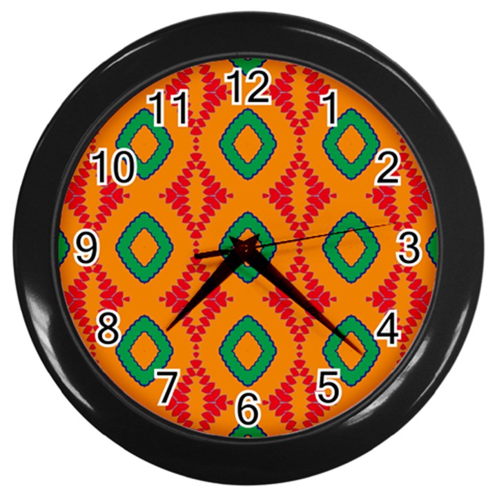 Rhombus and other shapes pattern                                                                                                     			Wall Clock (Black)