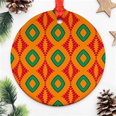 Rhombus And Other Shapes Pattern                                                                                                     			ornament (round) by LalyLauraFLM