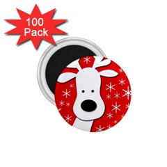 Christmas Reindeer - Red 1 75  Magnets (100 Pack)  by Valentinaart