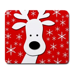 Christmas Reindeer - Red Large Mousepads by Valentinaart