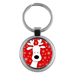 Christmas Reindeer - Red Key Chains (round)  by Valentinaart