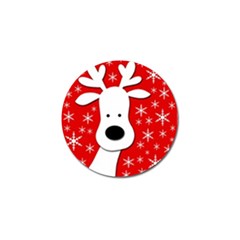 Christmas Reindeer - Red Golf Ball Marker by Valentinaart