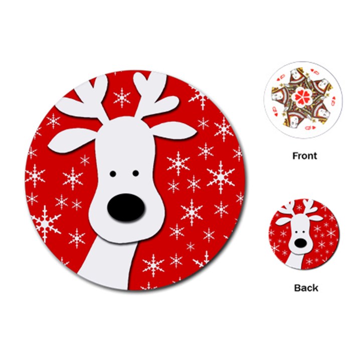 Christmas reindeer - red Playing Cards (Round) 