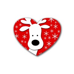 Christmas Reindeer - Red Heart Coaster (4 Pack)  by Valentinaart