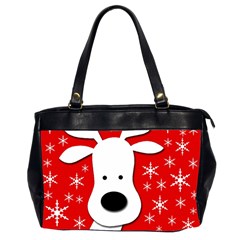 Christmas Reindeer - Red Office Handbags (2 Sides)  by Valentinaart