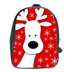 Christmas Reindeer - Red School Bags (xl)  by Valentinaart