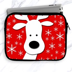 Christmas Reindeer - Red Apple Ipad 2/3/4 Zipper Cases by Valentinaart