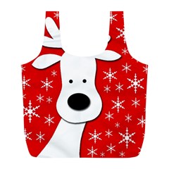 Christmas Reindeer - Red Full Print Recycle Bags (l)  by Valentinaart