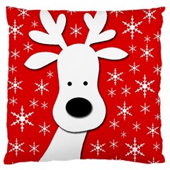 Christmas Reindeer - Red Standard Flano Cushion Case (one Side) by Valentinaart