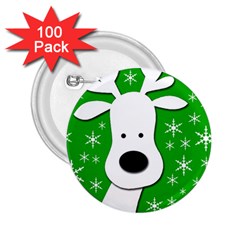 Christmas Reindeer - Green 2 25  Buttons (100 Pack)  by Valentinaart