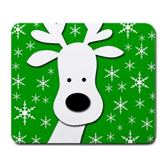 Christmas Reindeer - Green Large Mousepads by Valentinaart