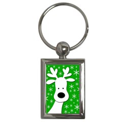 Christmas Reindeer - Green Key Chains (rectangle)  by Valentinaart