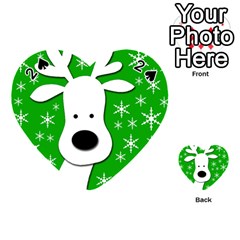 Christmas Reindeer - Green Playing Cards 54 (heart)  by Valentinaart