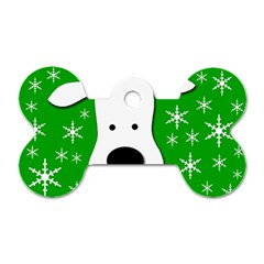 Christmas Reindeer - Green Dog Tag Bone (two Sides)