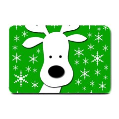 Christmas Reindeer - Green Small Doormat  by Valentinaart