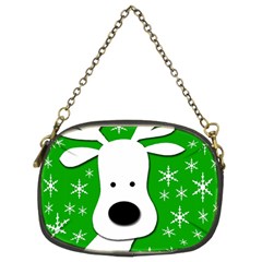 Christmas Reindeer - Green Chain Purses (two Sides)  by Valentinaart