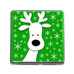 Christmas Reindeer - Green Memory Card Reader (square) by Valentinaart