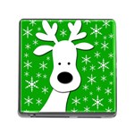 Christmas reindeer - green Memory Card Reader (Square) Front