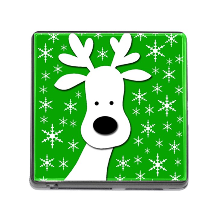 Christmas reindeer - green Memory Card Reader (Square)