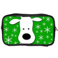 Christmas Reindeer - Green Toiletries Bags by Valentinaart