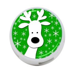 Christmas Reindeer - Green 4-port Usb Hub (one Side) by Valentinaart