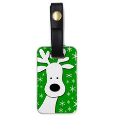 Christmas Reindeer - Green Luggage Tags (one Side)  by Valentinaart