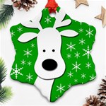 Christmas reindeer - green Snowflake Ornament (2-Side) Back