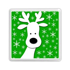 Christmas Reindeer - Green Memory Card Reader (square)  by Valentinaart