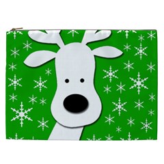 Christmas Reindeer - Green Cosmetic Bag (xxl)  by Valentinaart