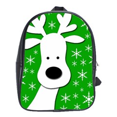 Christmas Reindeer - Green School Bags (xl)  by Valentinaart