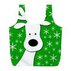 Christmas Reindeer - Green Full Print Recycle Bags (l)  by Valentinaart