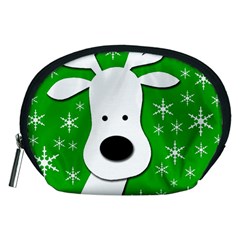 Christmas Reindeer - Green Accessory Pouches (medium) 