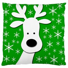 Christmas Reindeer - Green Standard Flano Cushion Case (two Sides) by Valentinaart