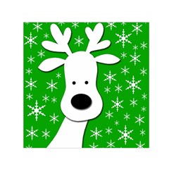 Christmas Reindeer - Green Small Satin Scarf (square)