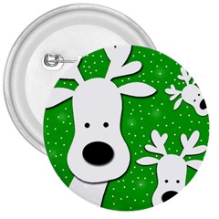 Christmas Reindeer - Green 2 3  Buttons by Valentinaart