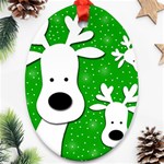 Christmas reindeer - green 2 Ornament (Oval)  Front