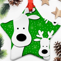 Christmas Reindeer - Green 2 Ornament (star) 