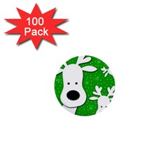 Christmas Reindeer - Green 2 1  Mini Buttons (100 Pack)  by Valentinaart