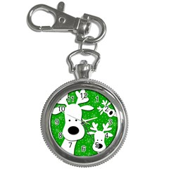 Christmas Reindeer - Green 2 Key Chain Watches by Valentinaart