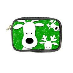 Christmas Reindeer - Green 2 Coin Purse by Valentinaart