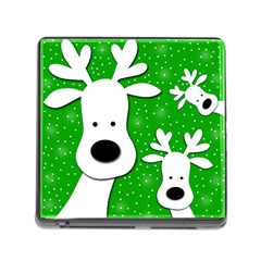 Christmas Reindeer - Green 2 Memory Card Reader (square) by Valentinaart