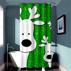 Christmas Reindeer - Green 2 Shower Curtain 36  X 72  (stall)  by Valentinaart