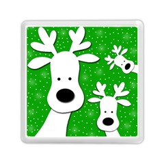 Christmas Reindeer - Green 2 Memory Card Reader (square)  by Valentinaart