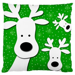 Christmas Reindeer - Green 2 Large Cushion Case (two Sides) by Valentinaart