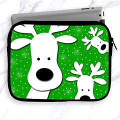 Christmas Reindeer - Green 2 Apple Ipad 2/3/4 Zipper Cases by Valentinaart