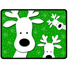 Christmas Reindeer - Green 2 Double Sided Fleece Blanket (large)  by Valentinaart